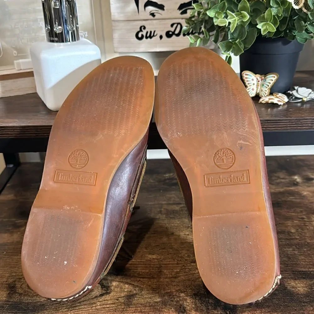 Timberland dark brown boat shoes size 9w/7m